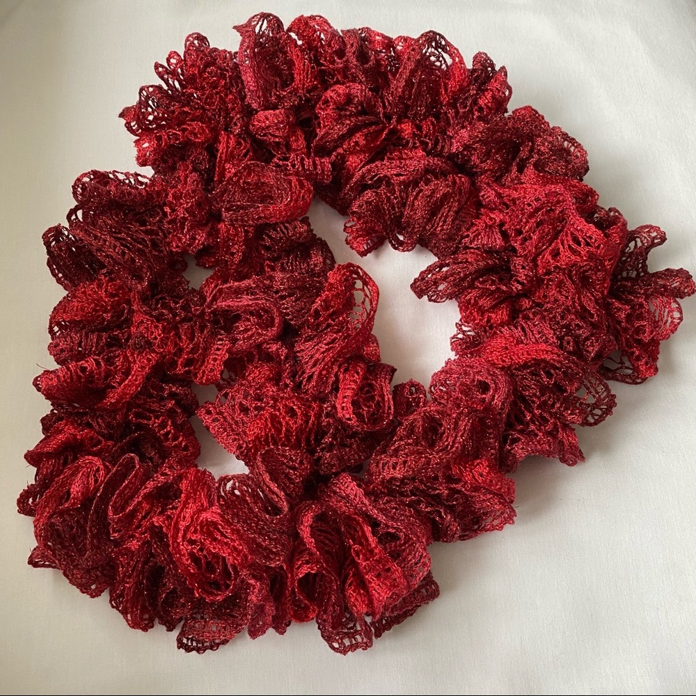Hand Crocheted Scarf In Shades Of Burgundy